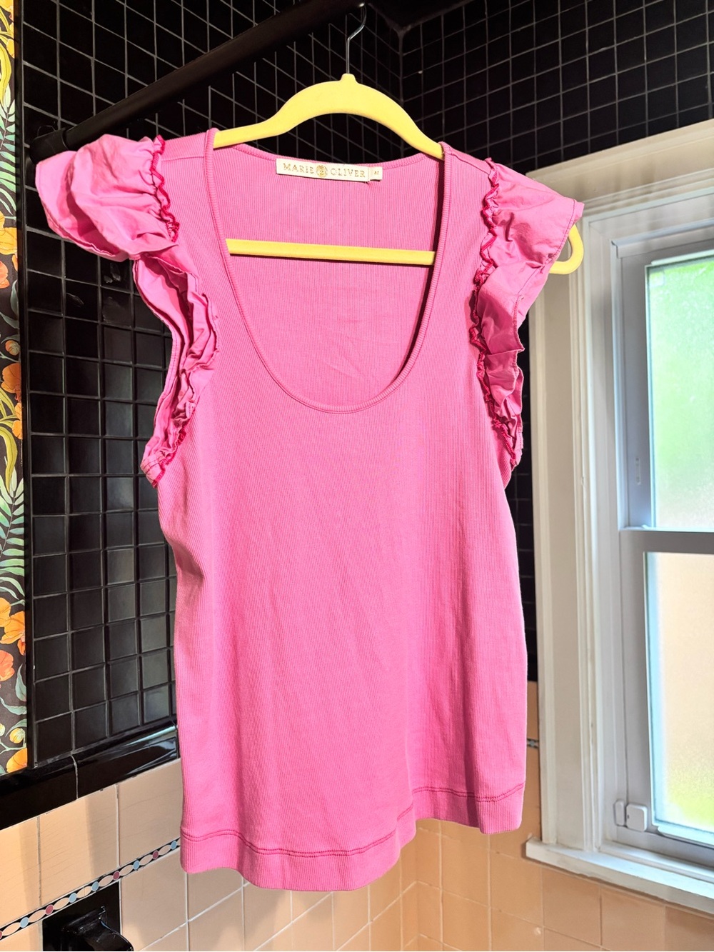 Marie Oliver Bright Pink Ruffle Sleeve Tank